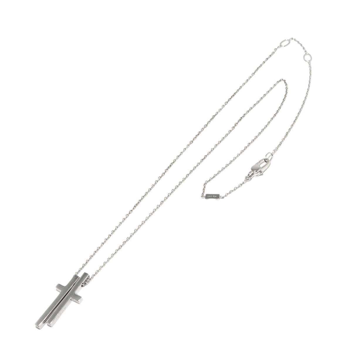 Separate Cross Necklace 18K White Gold 750