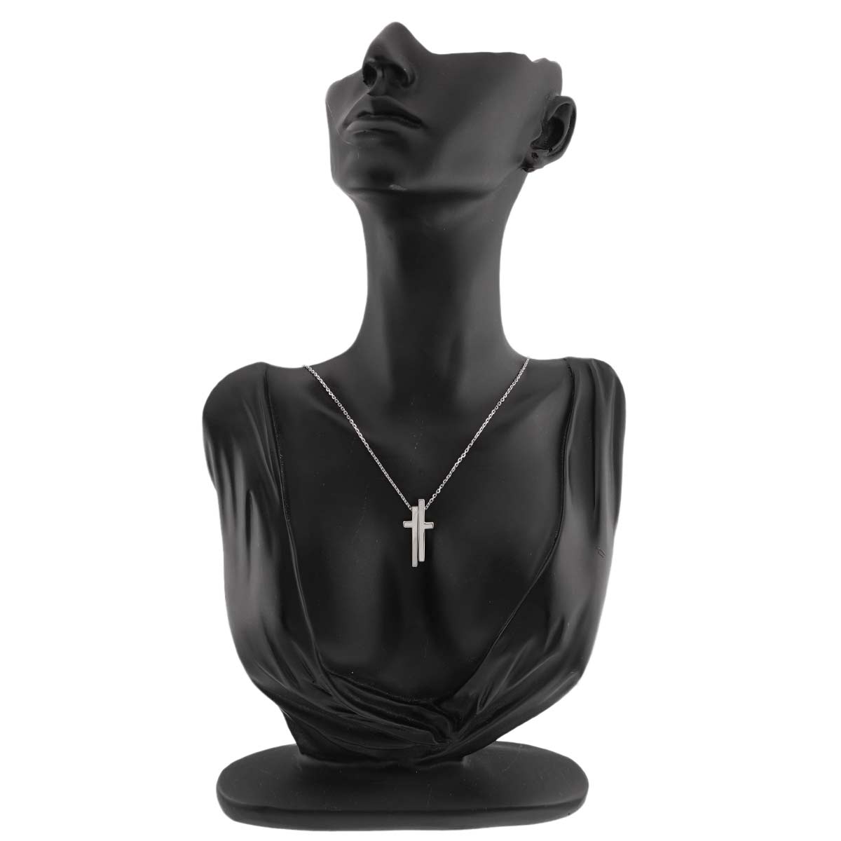 Separate Cross Necklace 18K White Gold 750