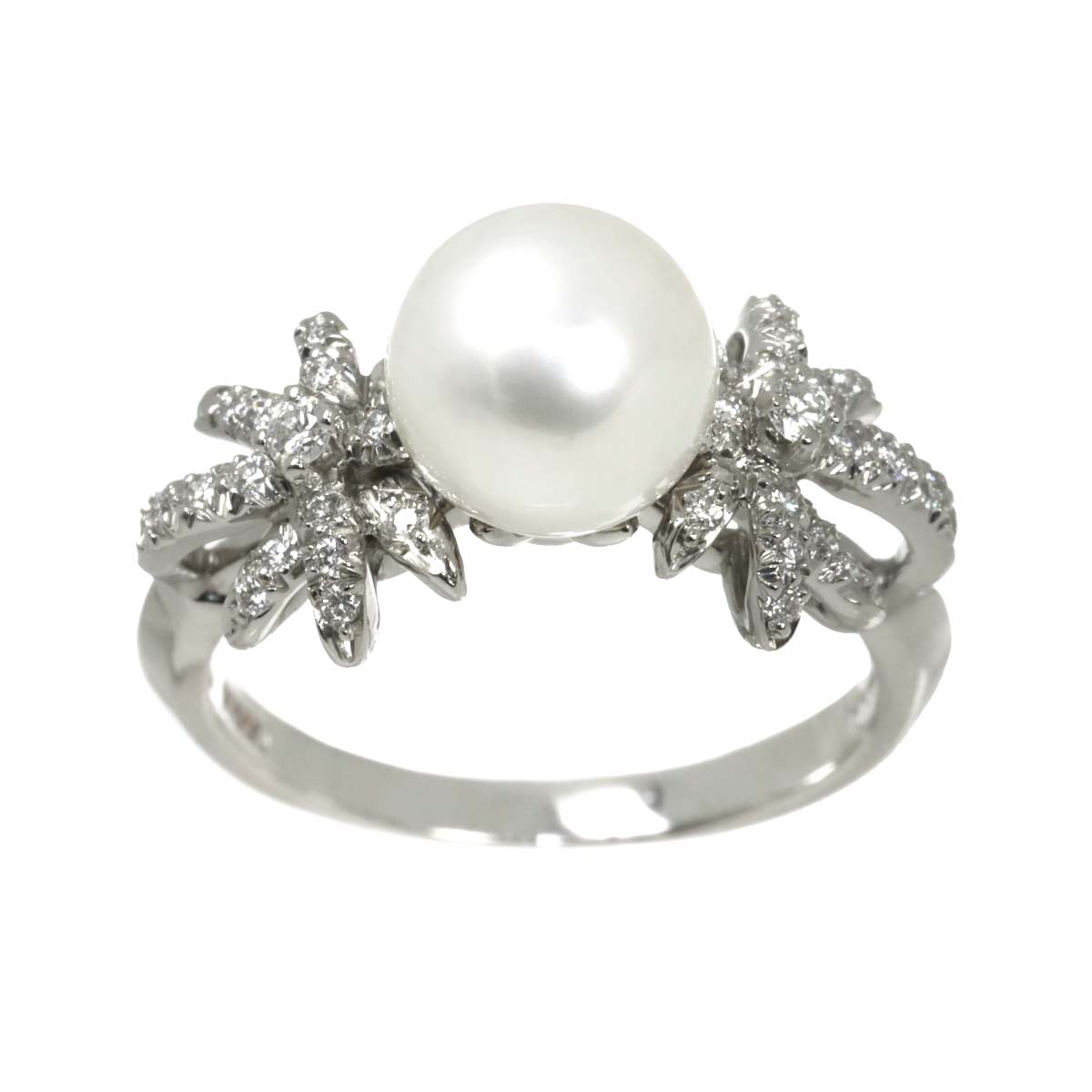 Akoya Pearl 8.0mm Diamond Ring Pt Platinum size6(US)