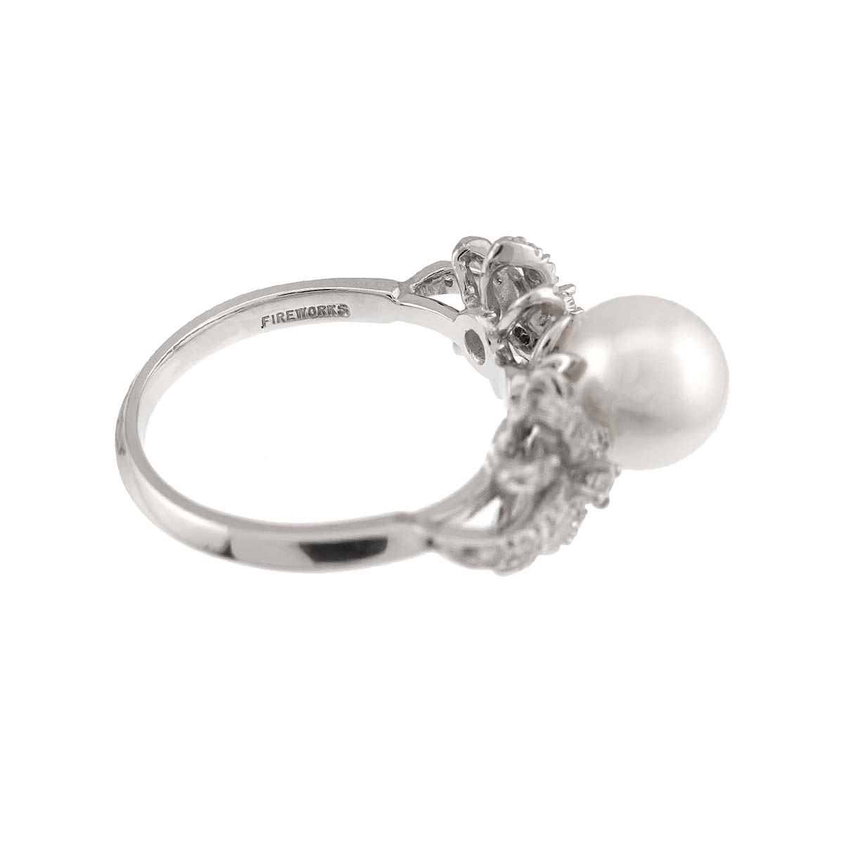 Akoya Pearl 8.0mm Diamond Ring Pt Platinum size6(US)