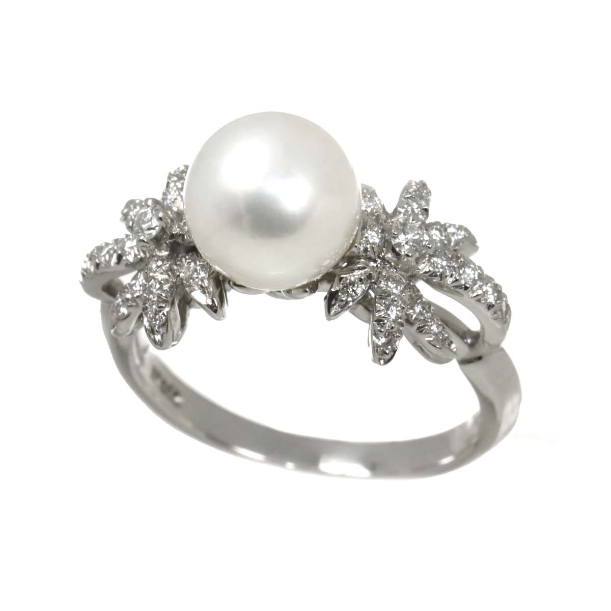 Akoya Pearl 8.0mm Diamond Ring Pt Platinum size6(US)