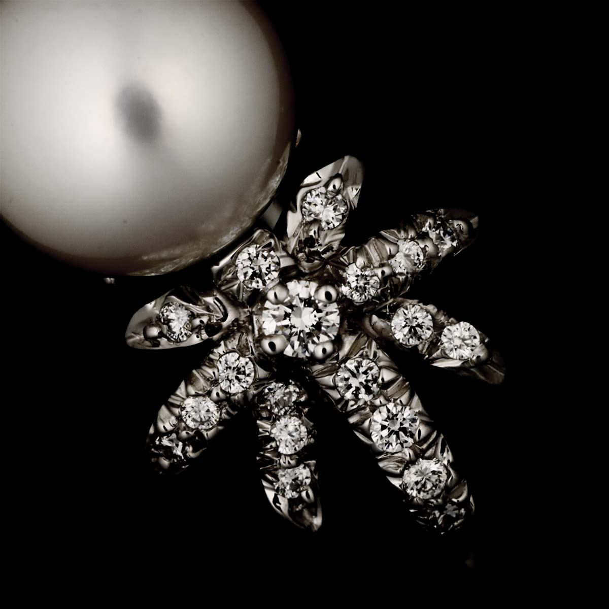 Akoya Pearl 8.0mm Diamond Ring Pt Platinum size6(US)