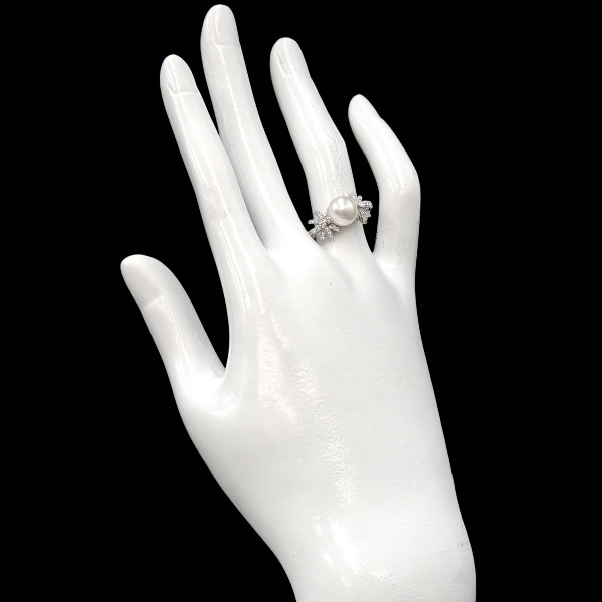 Akoya Pearl 8.0mm Diamond Ring Pt Platinum size6(US)