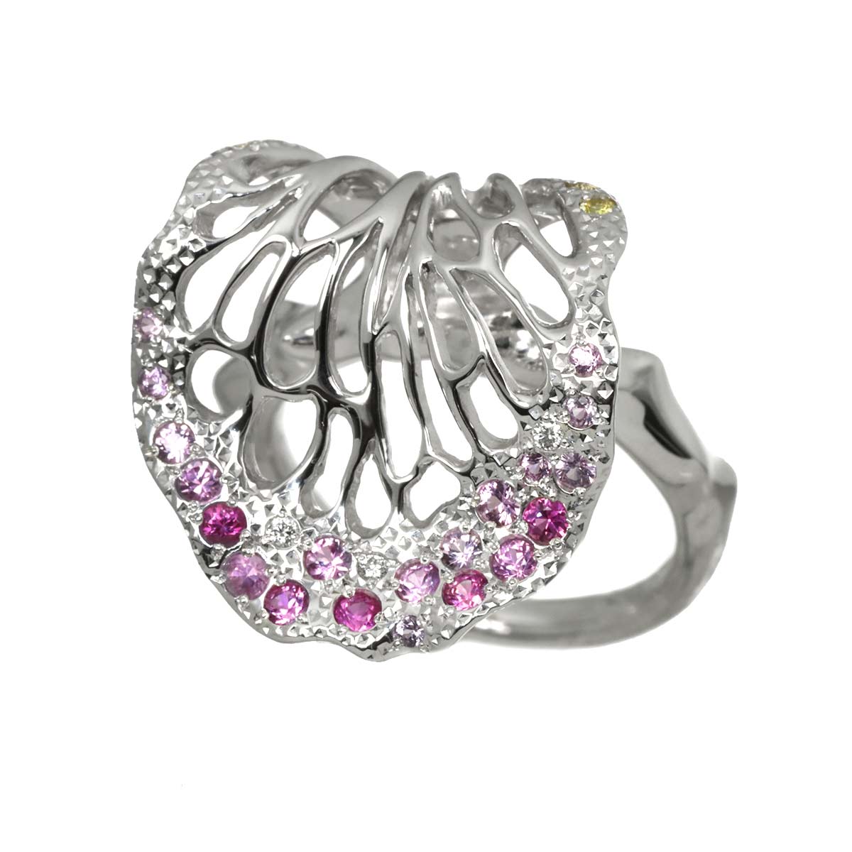 Sapphire Diamond 0.03ct Ring 18K WG 750 Size6(US)