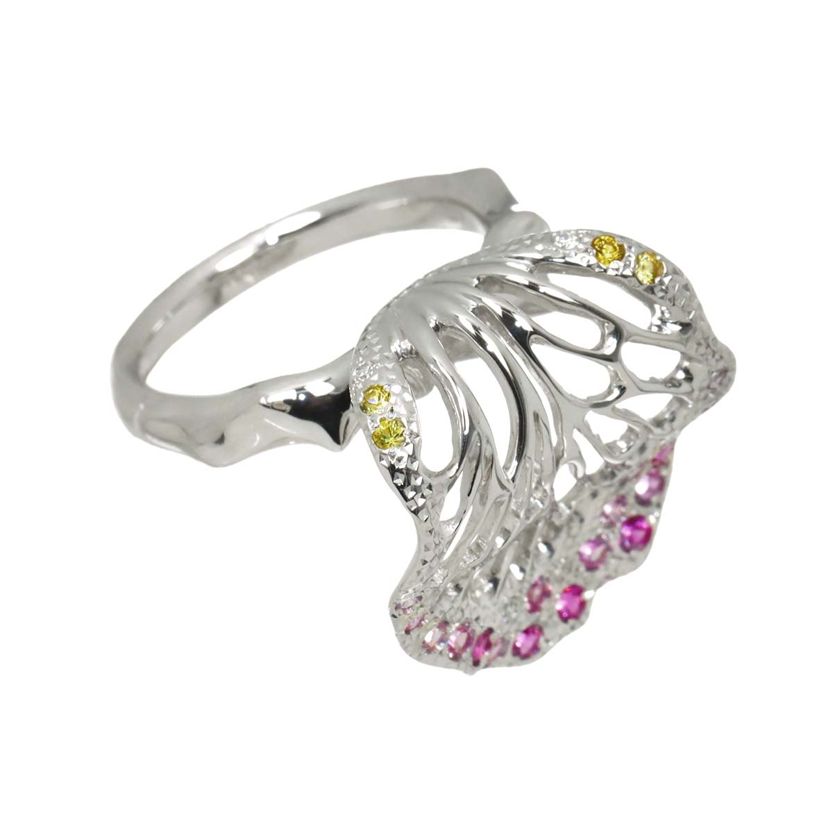 Sapphire Diamond 0.03ct Ring 18K WG 750 Size6(US)