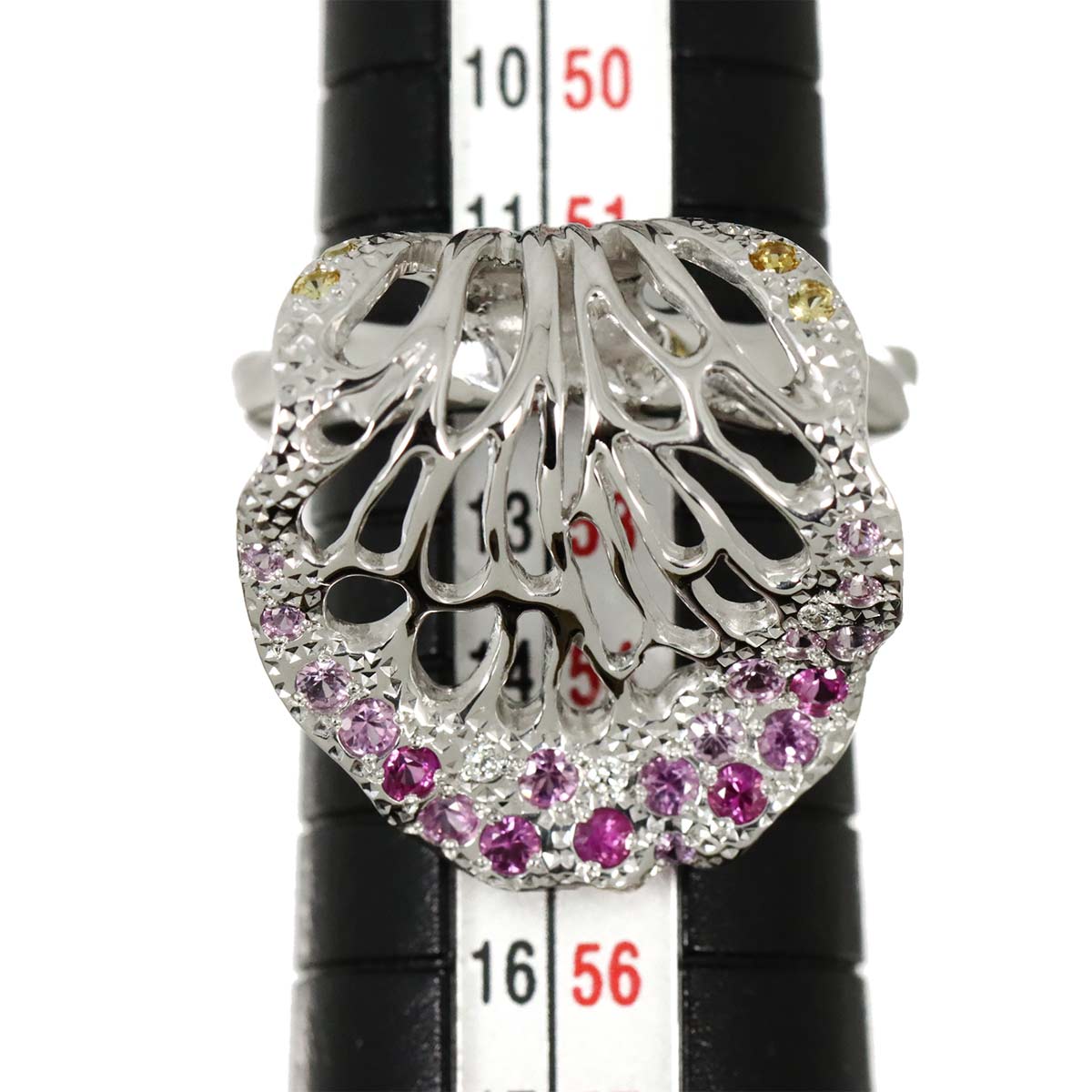 Sapphire Diamond 0.03ct Ring 18K WG 750 Size6(US)