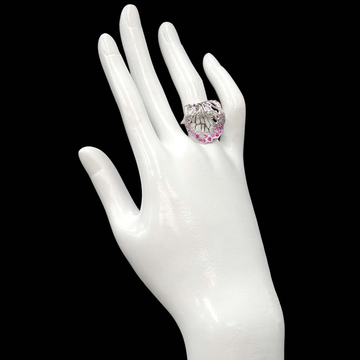 Sapphire Diamond 0.03ct Ring 18K WG 750 Size6(US)
