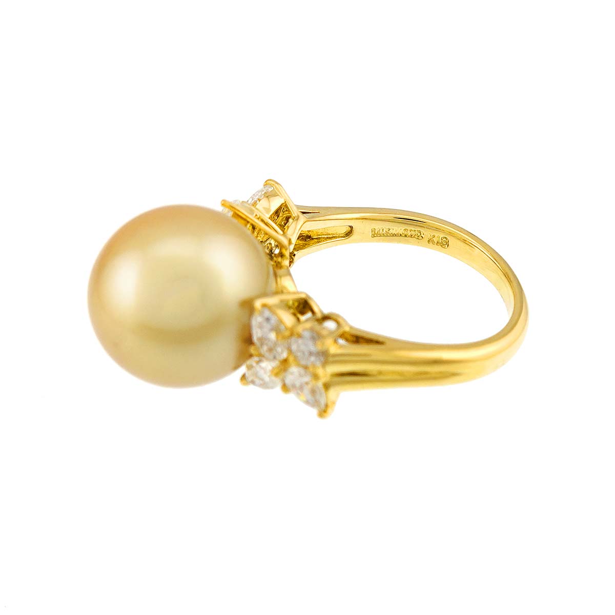South Sea pearl Diamond 0.77ct Ring 18K YG 750 size5.25(US)