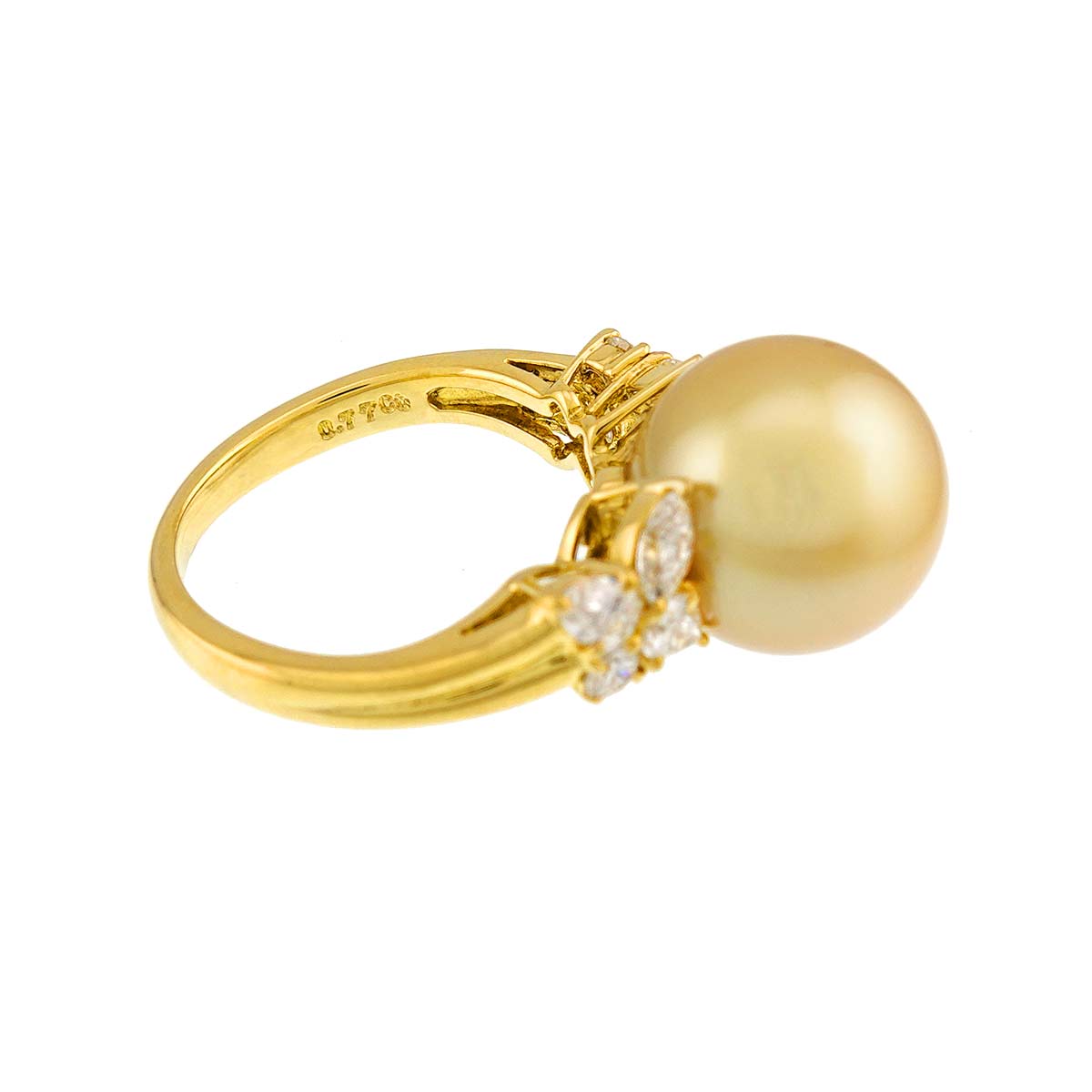 South Sea pearl Diamond 0.77ct Ring 18K YG 750 size5.25(US)