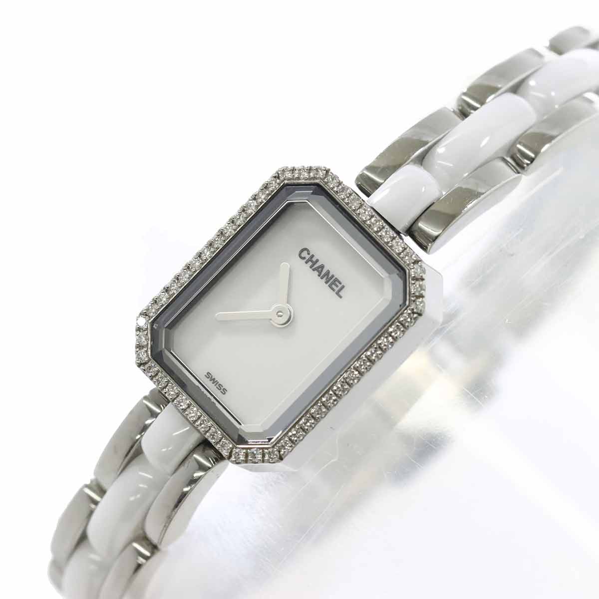 Premiere H2132 Diamond Bezel Ceramic Quartz White Dial Ladies