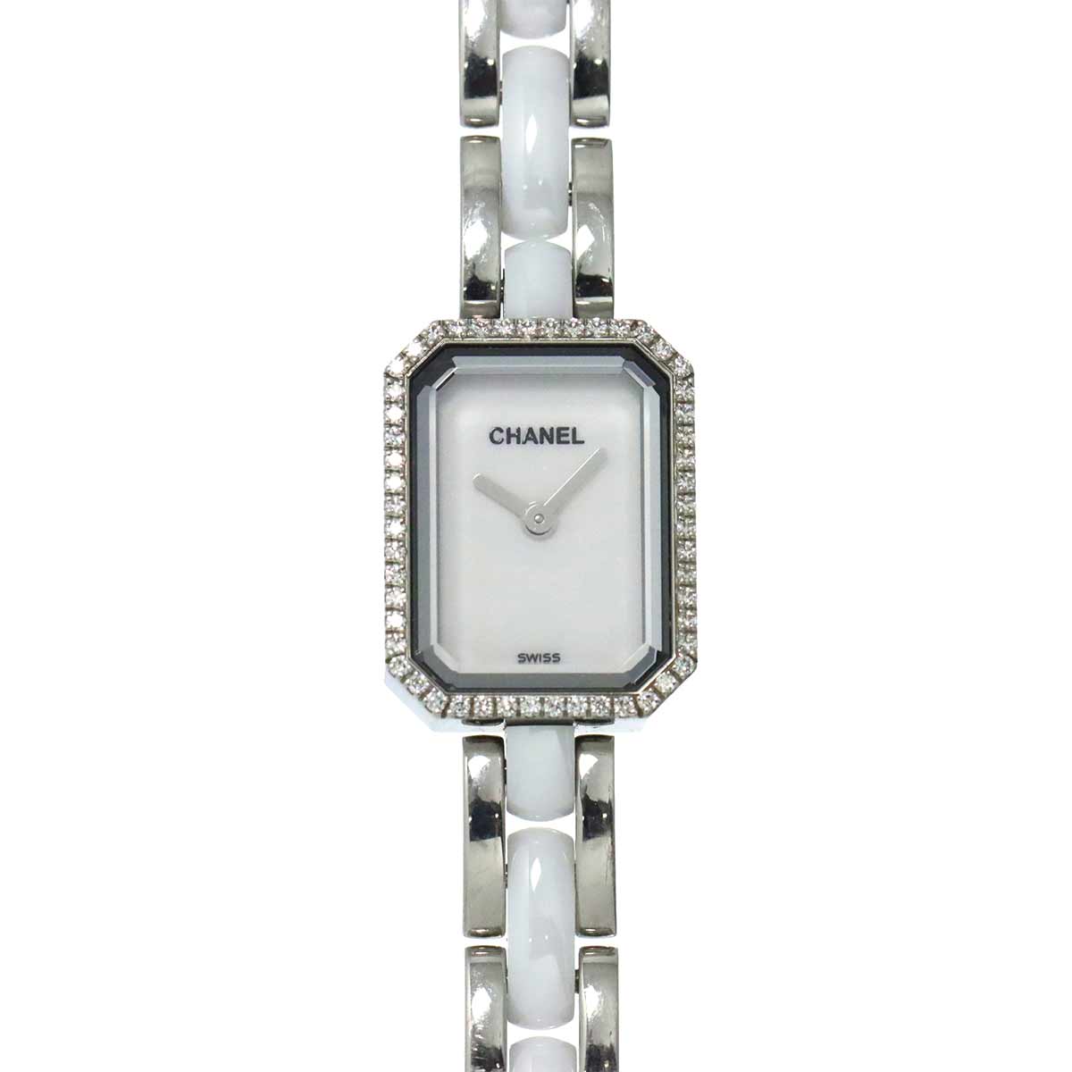 Premiere H2132 Diamond Bezel Ceramic Quartz White Dial Ladies