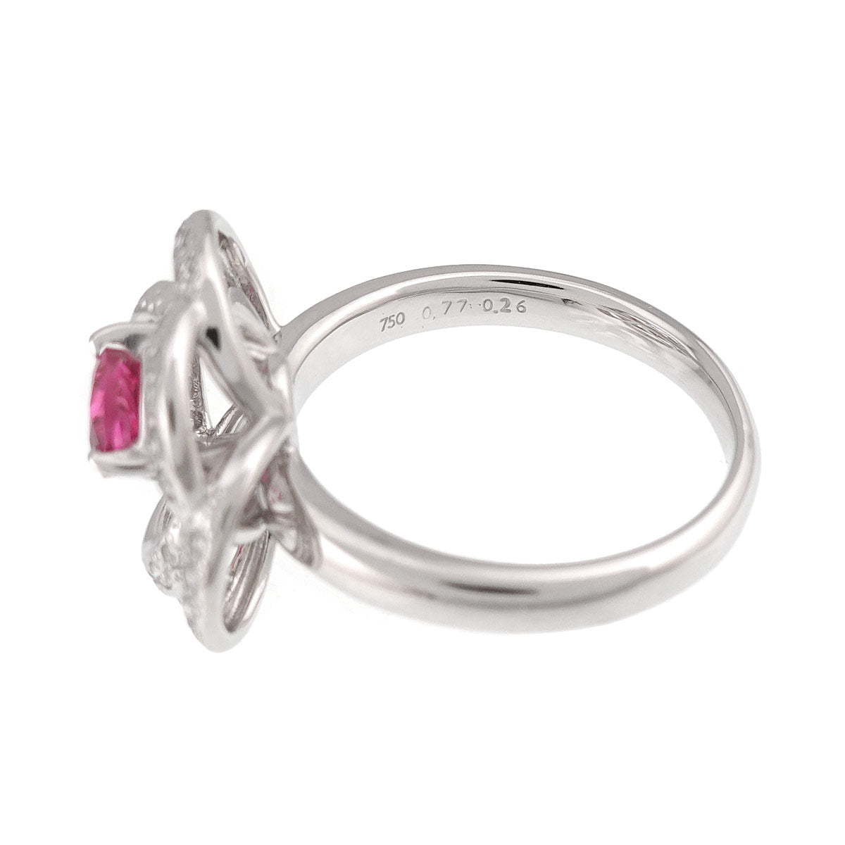 Pink spinel 0.77ct Diamond 0.26ct Ring 18K WG 750 size5.75-6(US)