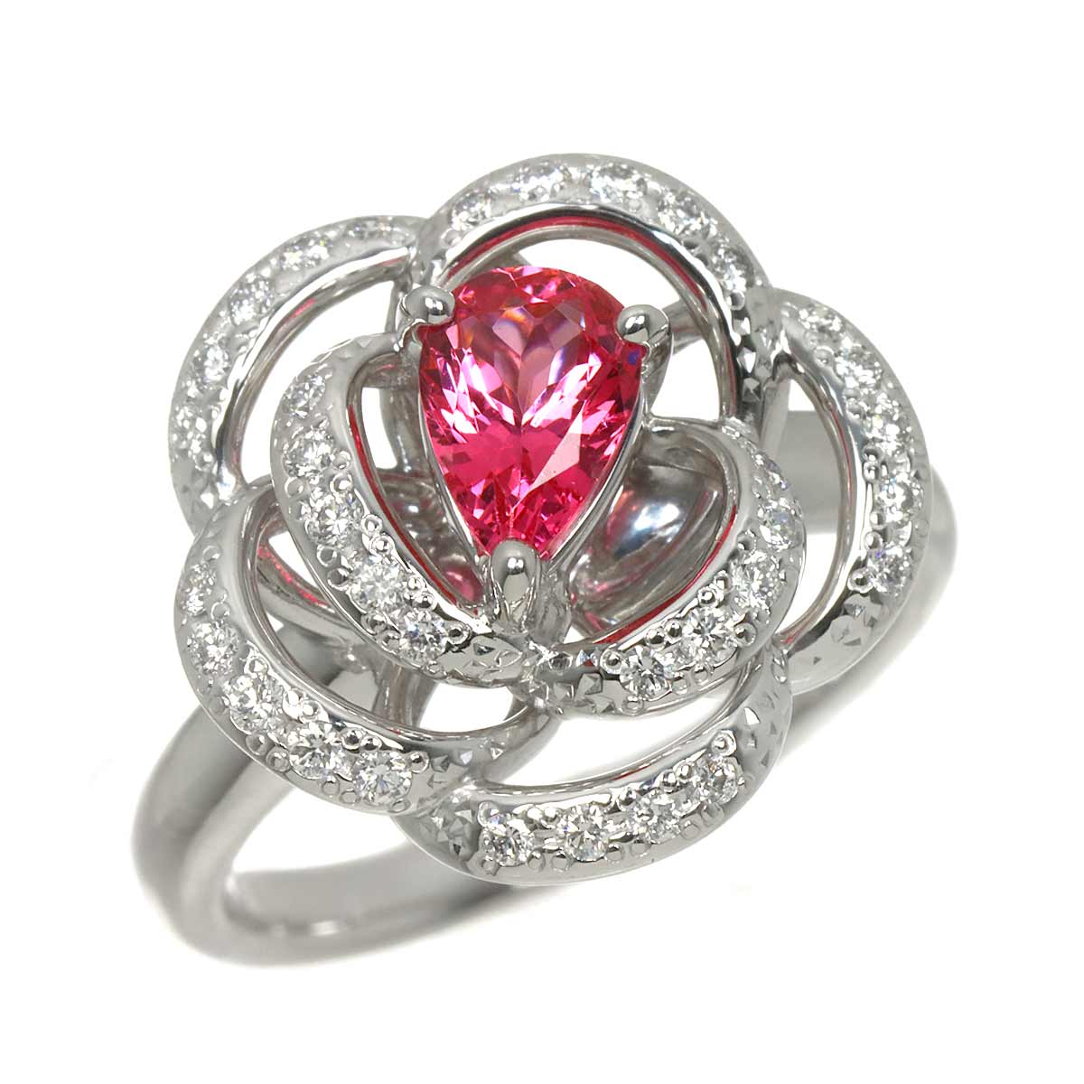 Pink spinel 0.77ct Diamond 0.26ct Ring 18K WG 750 size5.75-6(US)