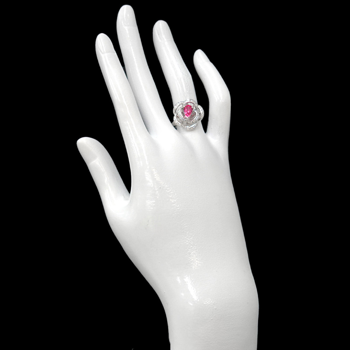 Pink spinel 0.77ct Diamond 0.26ct Ring 18K WG 750 size5.75-6(US)