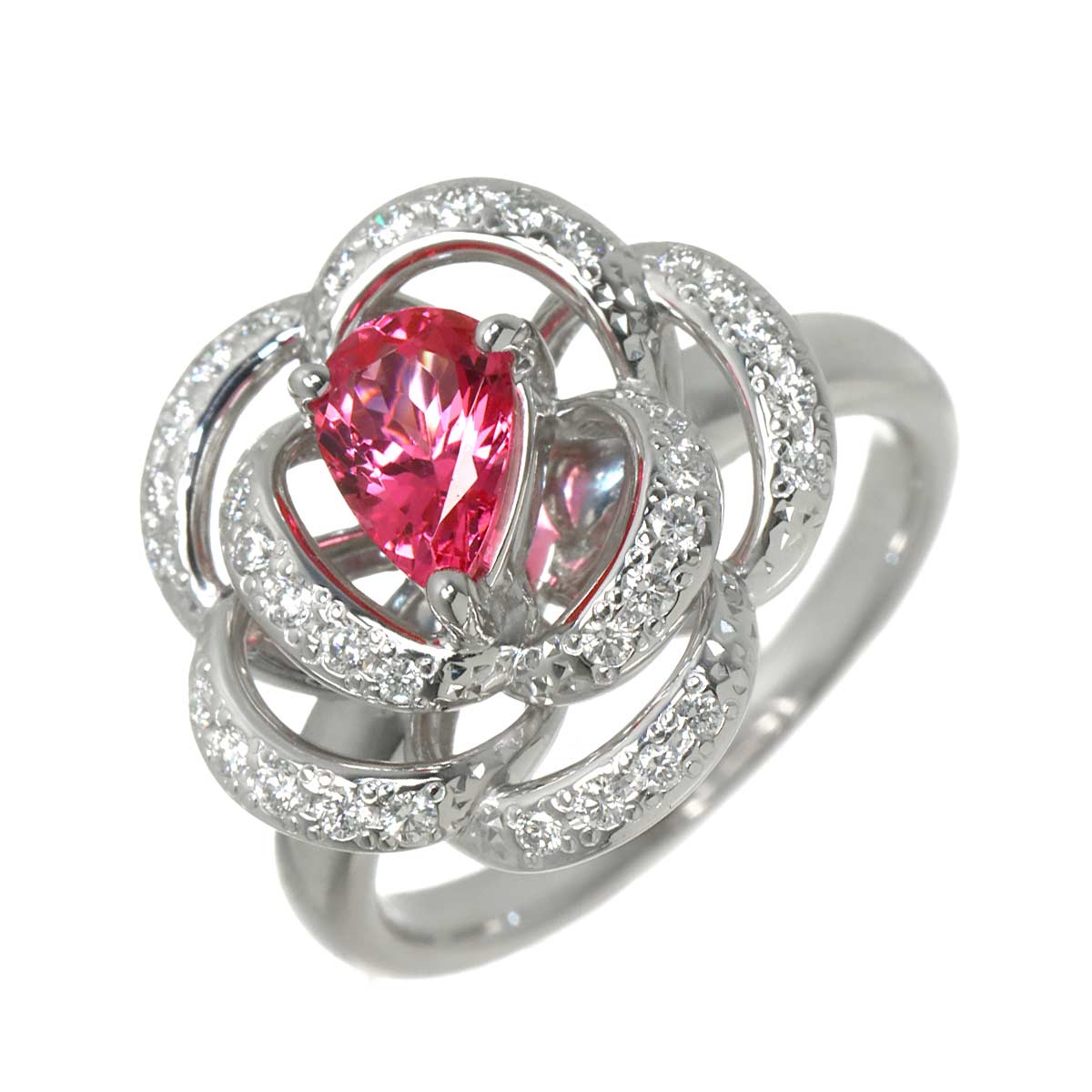 Pink spinel 0.77ct Diamond 0.26ct Ring 18K WG 750 size5.75-6(US)
