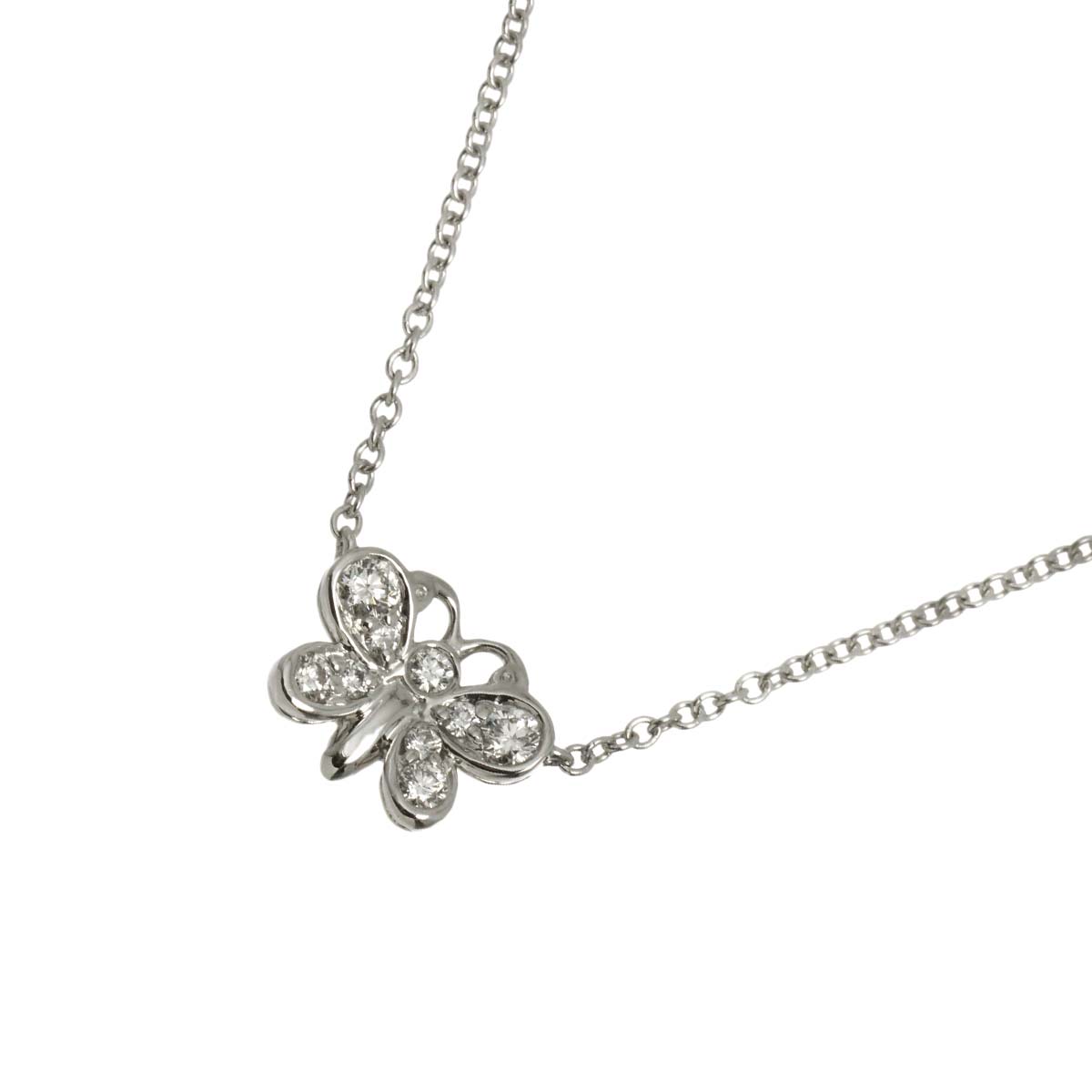 Butterfly Motif Diamond Necklace Platinum