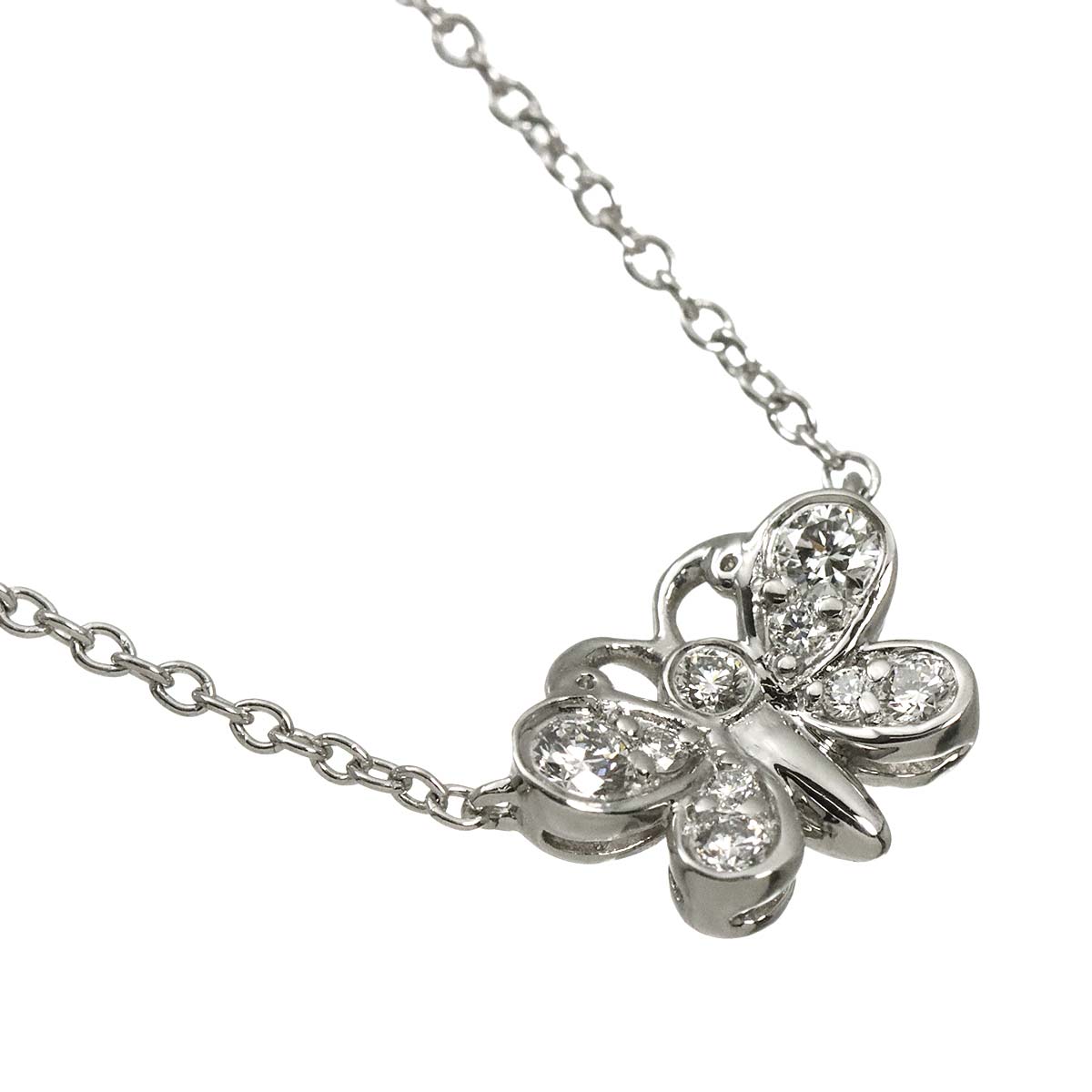 Butterfly Motif Diamond Necklace Platinum