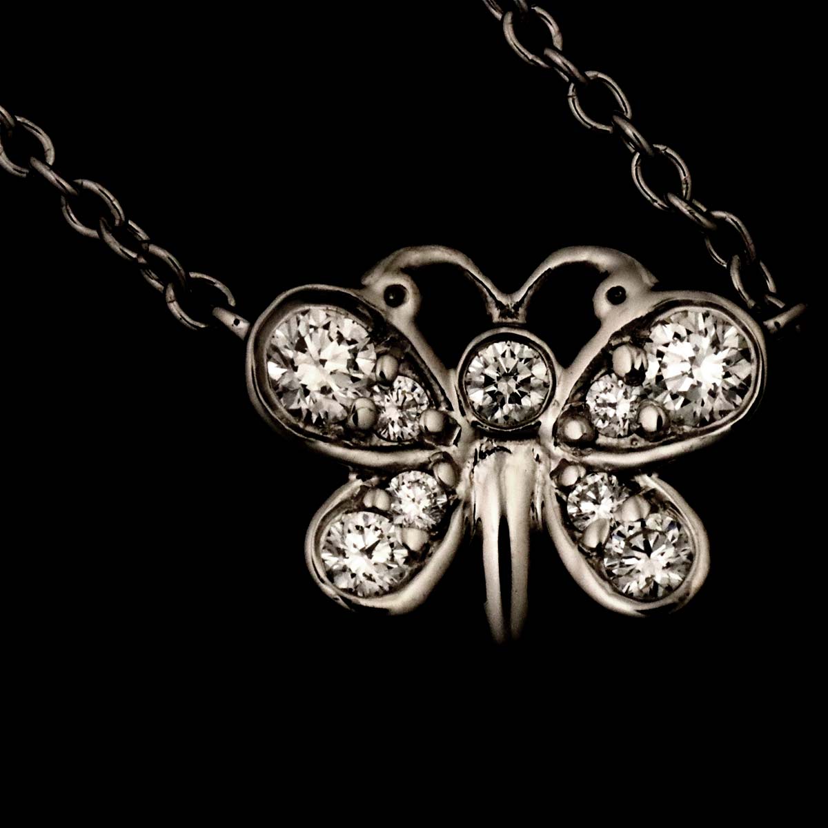 Butterfly Motif Diamond Necklace Platinum