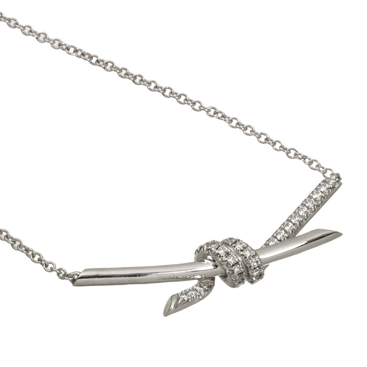 Knot Diamond 0.25ct Necklace 18K White Gold 750