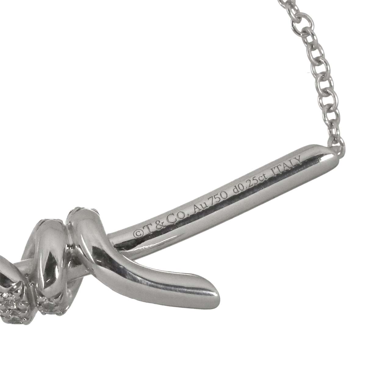 Knot Diamond 0.25ct Necklace 18K White Gold 750