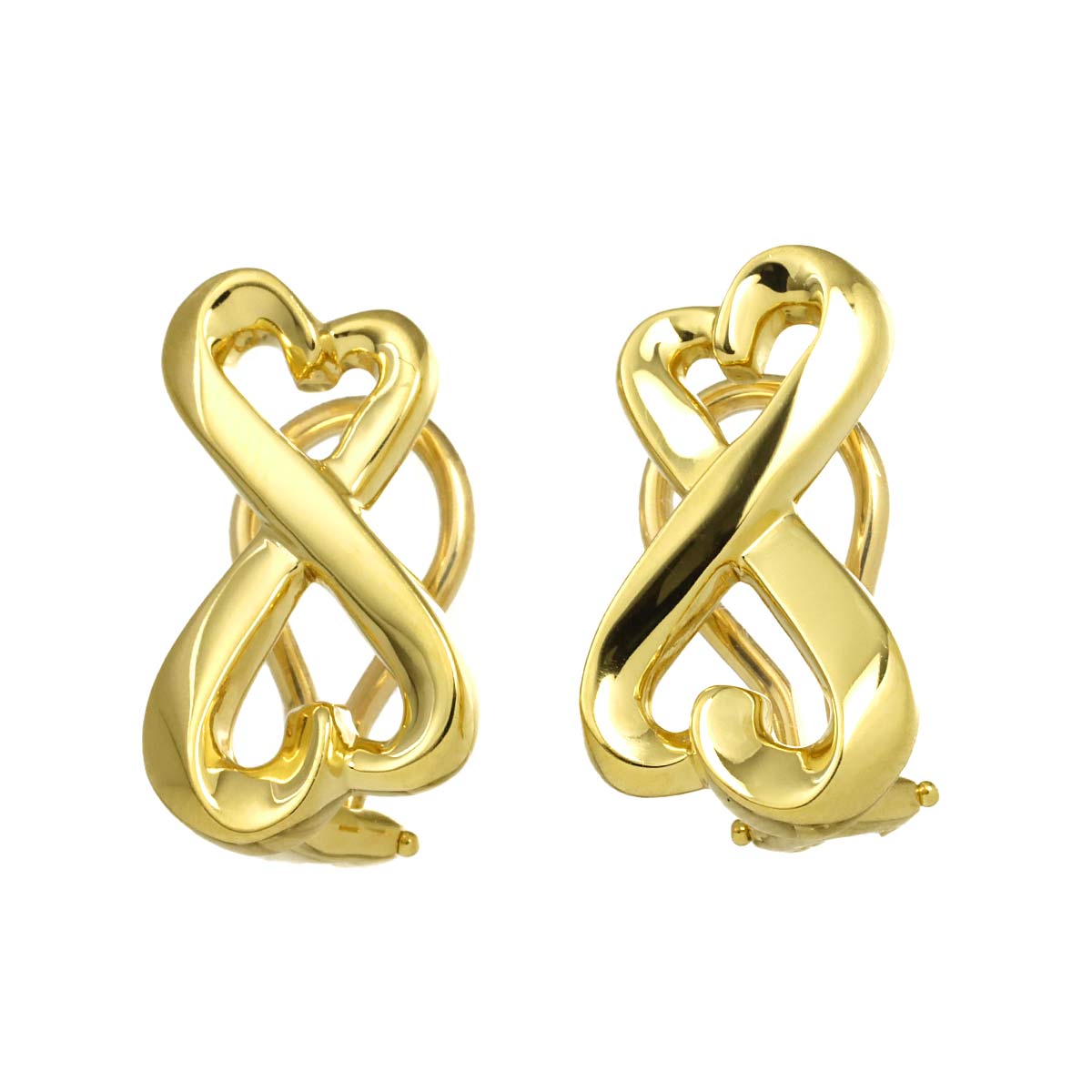 Loving Heart Earrings Clip on 18K Yellow Gold 750