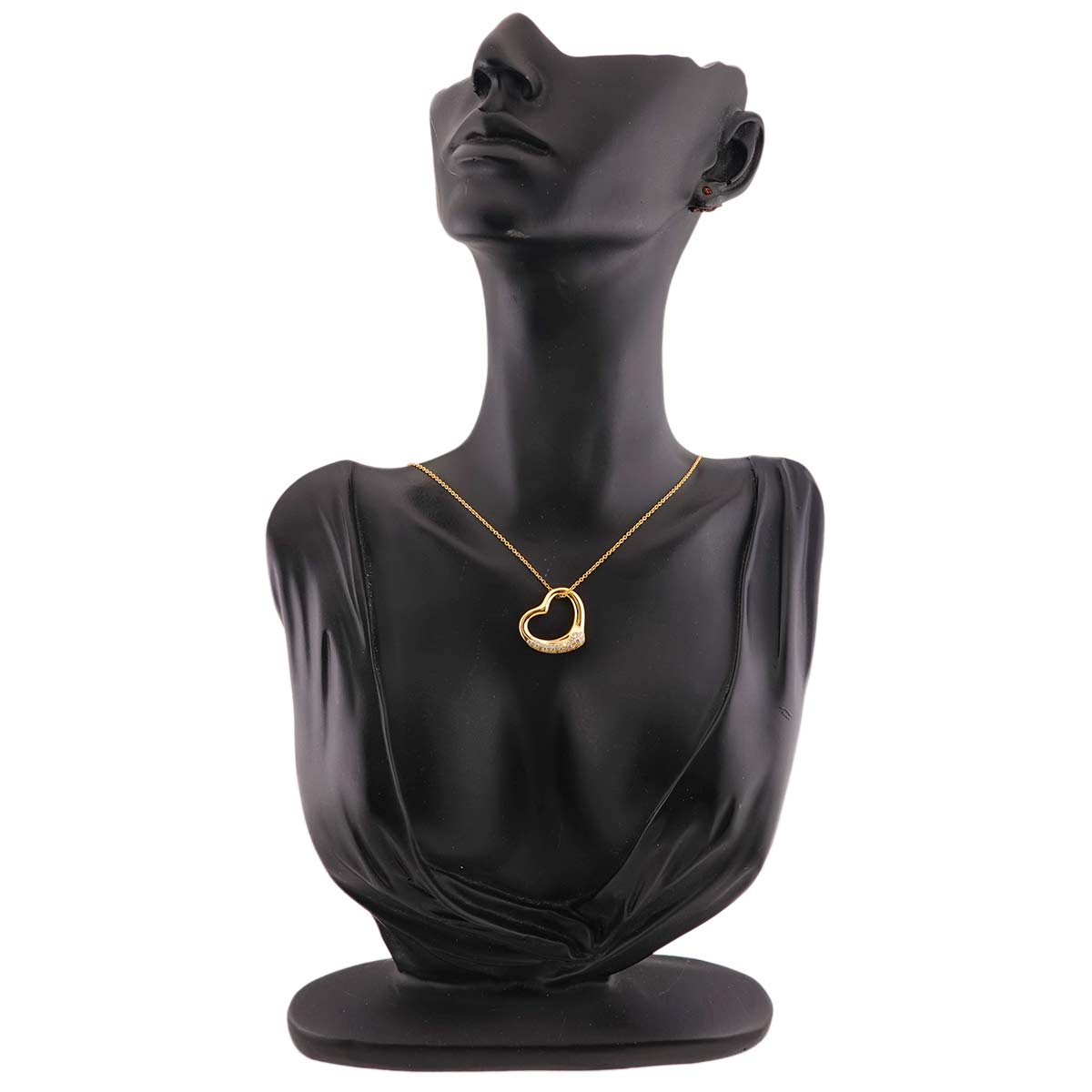 Open Heart Diamond Necklace 18K Yellow Gold 750