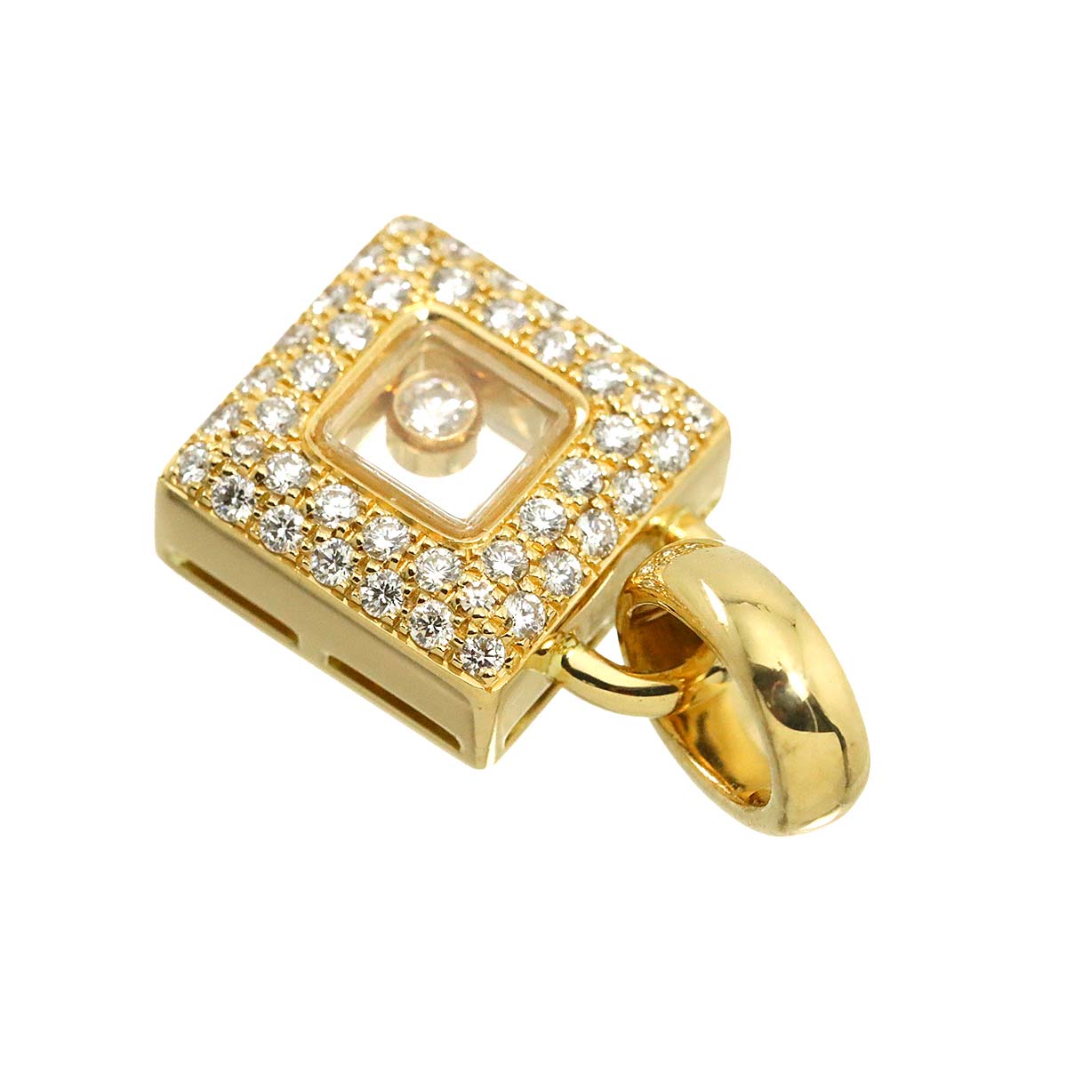 Happy Diamond Square Pendant Top 18K Yellow Gold 750