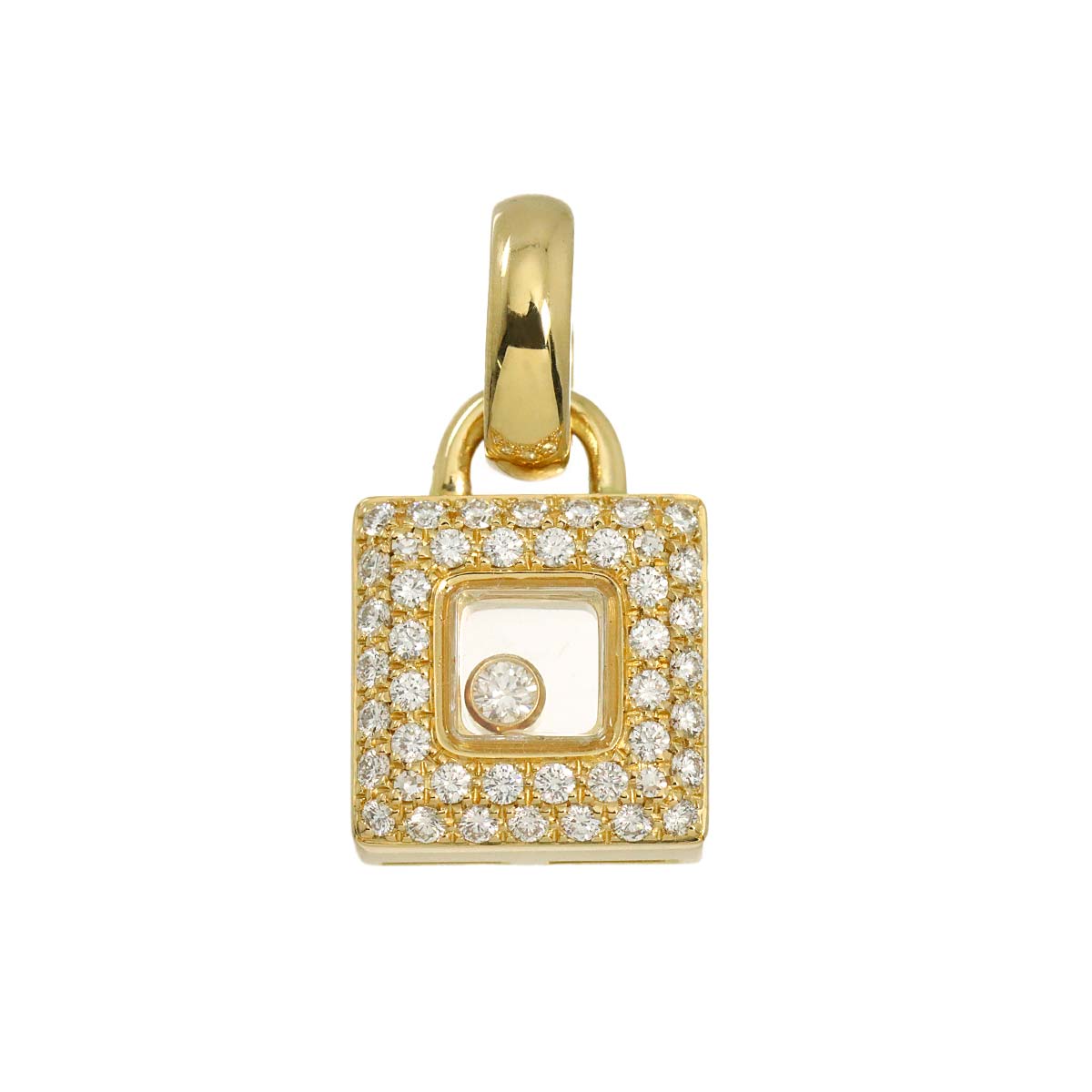 Happy Diamond Square Pendant Top 18K Yellow Gold 750