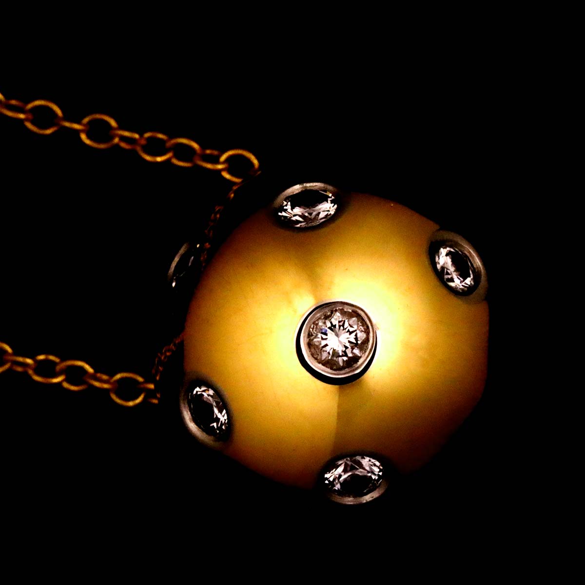 Dots Ball Diamond Necklace 18K Yellow Gold 750 Pt