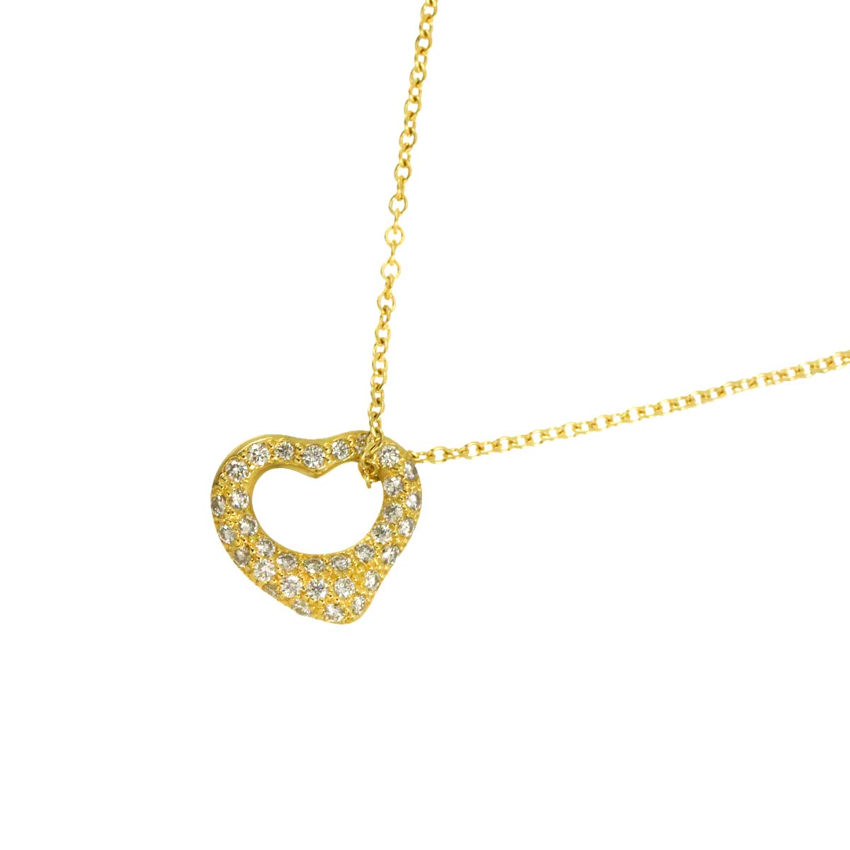 Open Heart Diamond 0.21ct Necklace 18K Yellow Gold 750