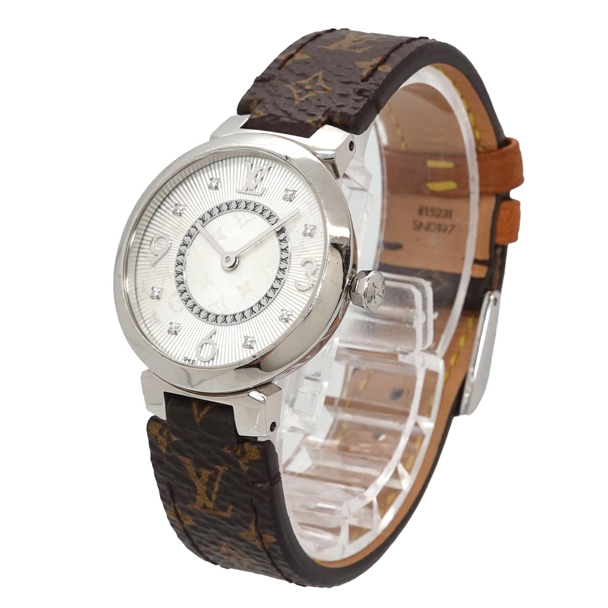 Tambour Slim Q12MG Silver Dial 8P Diamond Ladies Watch