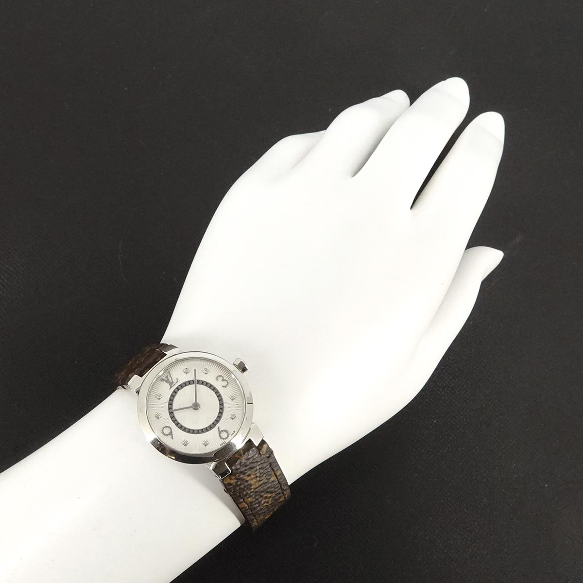 Tambour Slim Q12MG Silver Dial 8P Diamond Ladies Watch