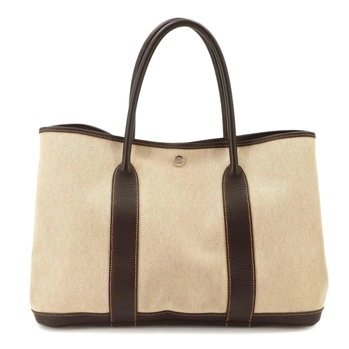 Garden Party PM Tote Bag Toile H Leather Natural Marron Purse