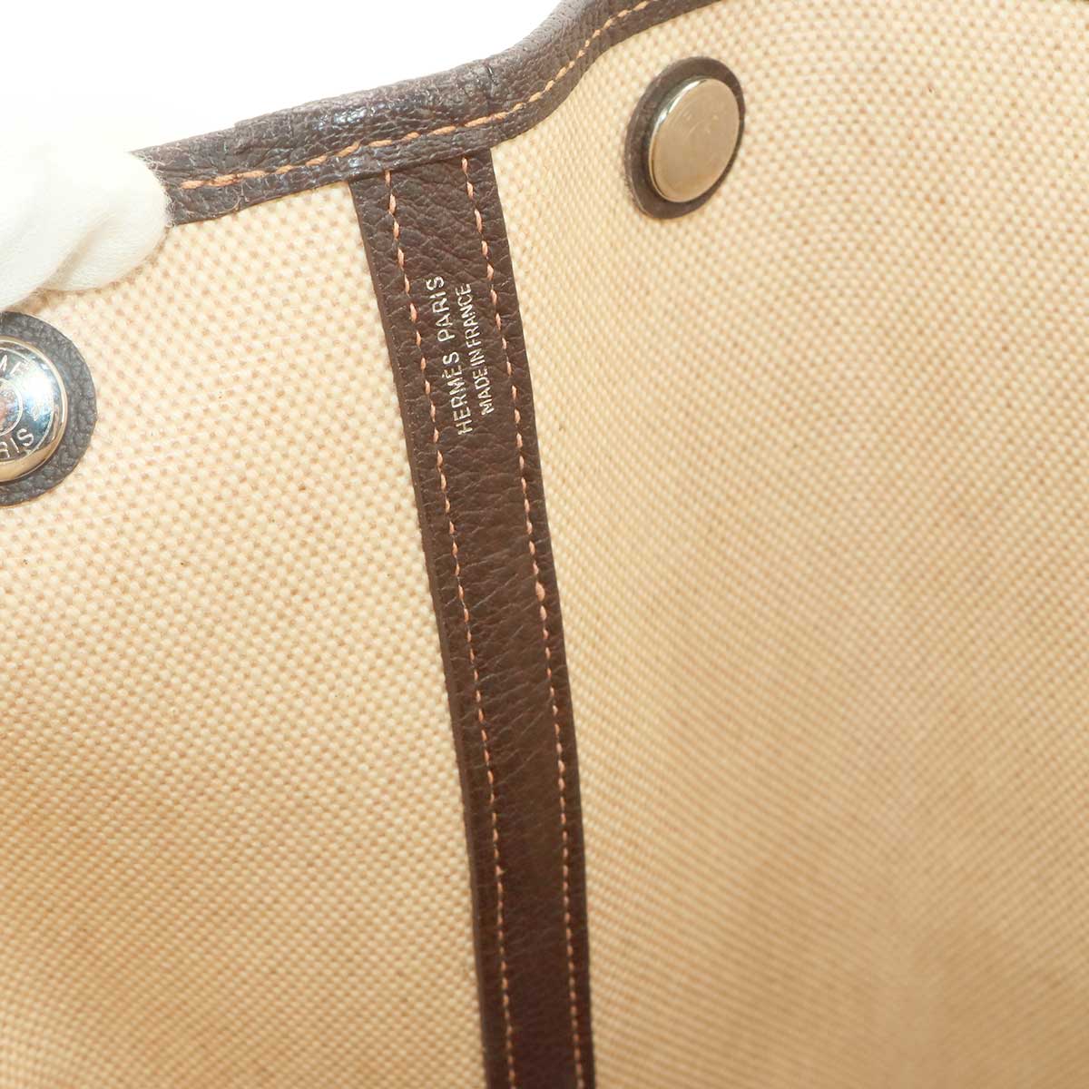 Garden Party PM Tote Bag Toile H Leather Natural Marron Purse