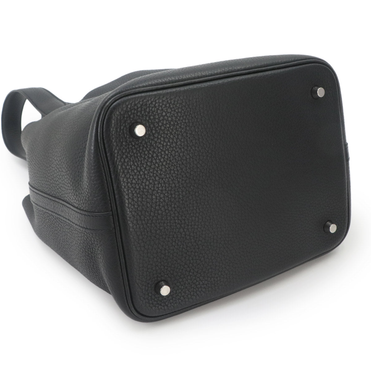Picotin Lock MM Hand Bag Taurillon Clemence Black Purse