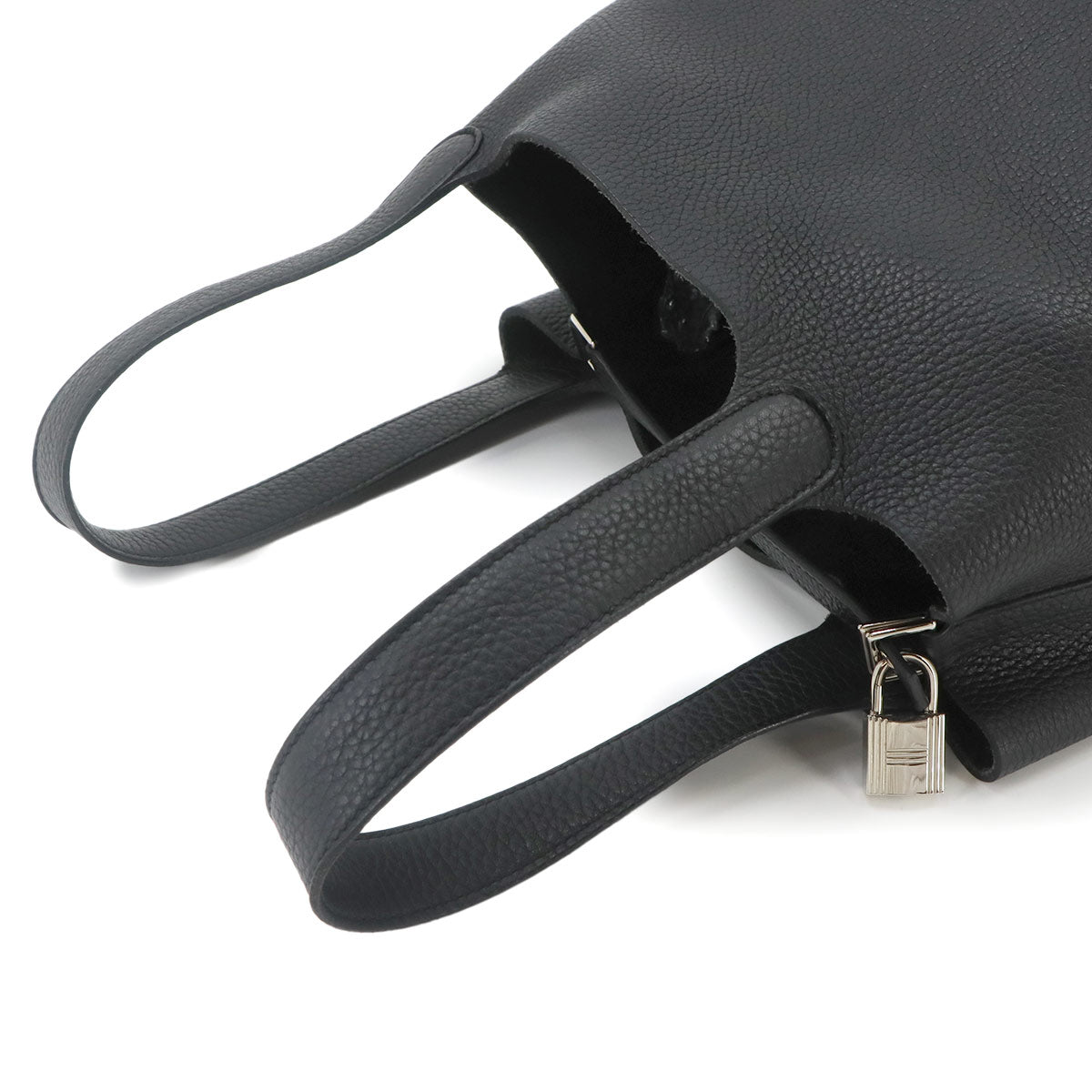 Picotin Lock MM Hand Bag Taurillon Clemence Black Purse