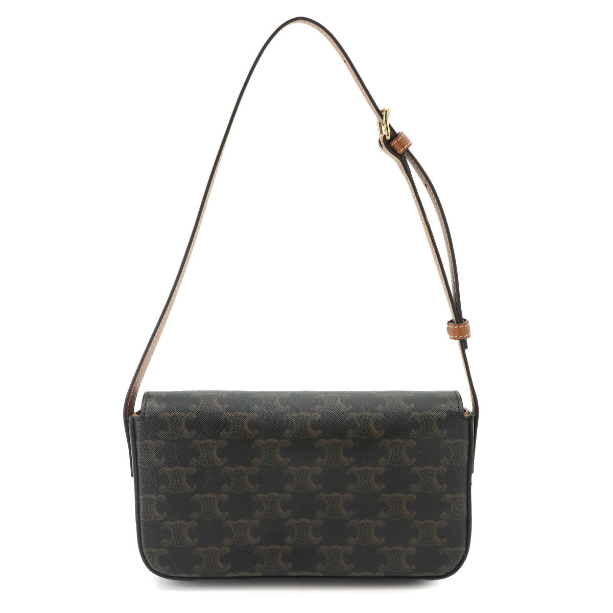 Triomphe Claude Shoulder Bag PVC Leather Black Brown 194142