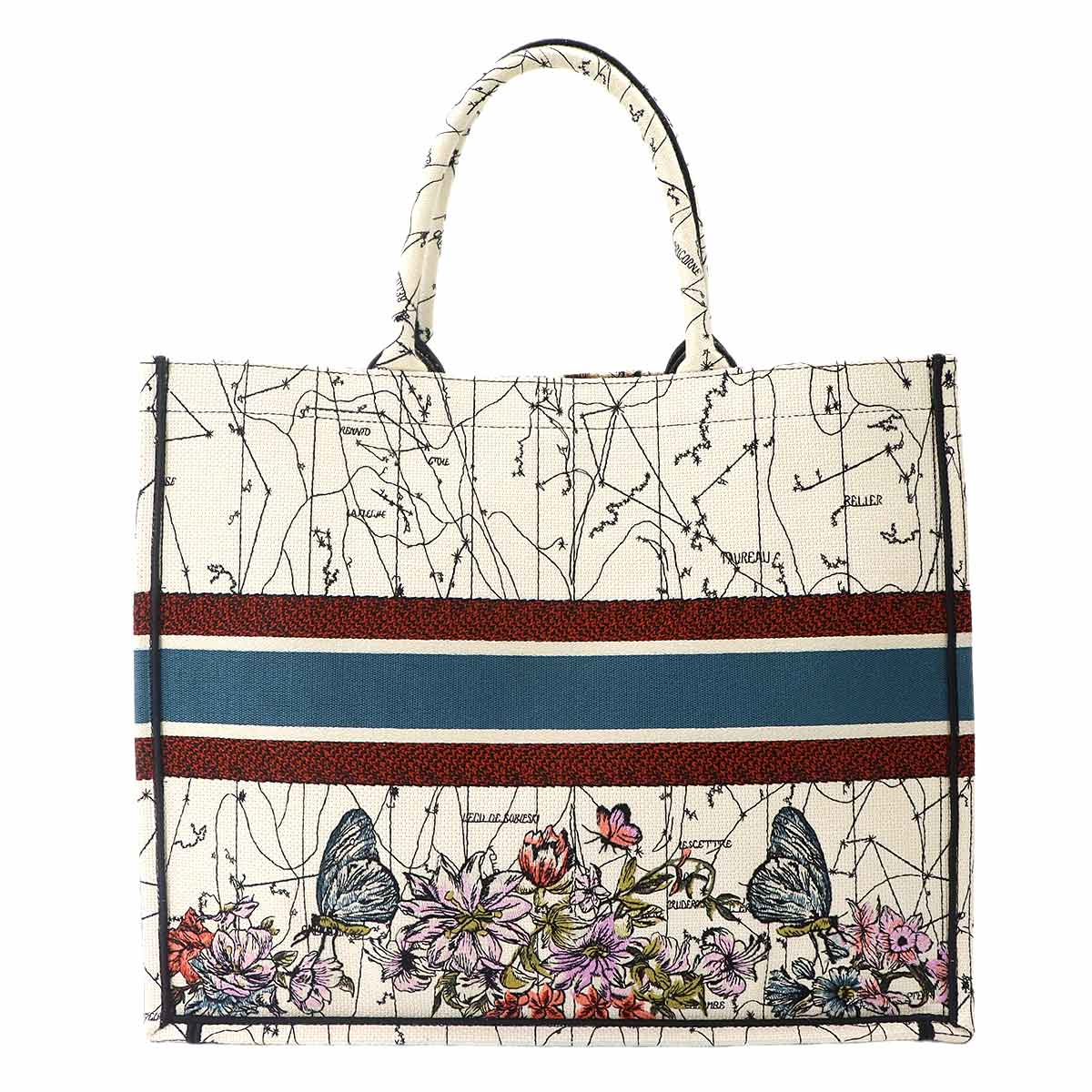 Toile De Jouy Book Tote Large Bag Canvas Multicolor