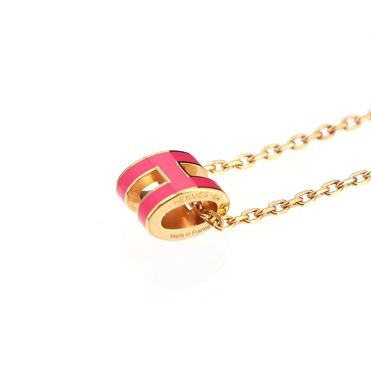 HERMES Pop H Chain Necklace Rose Mexicoe Rosegold Accessory