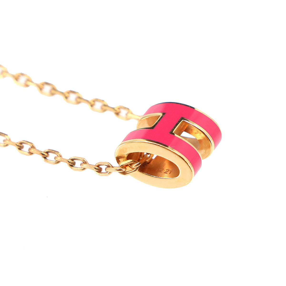 HERMES Pop H Chain Necklace Rose Mexicoe Rosegold Accessory