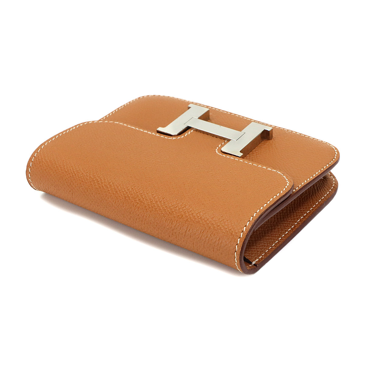 Constance Slim Wallet Veau Epsom Gold Brown Coin Case Purse