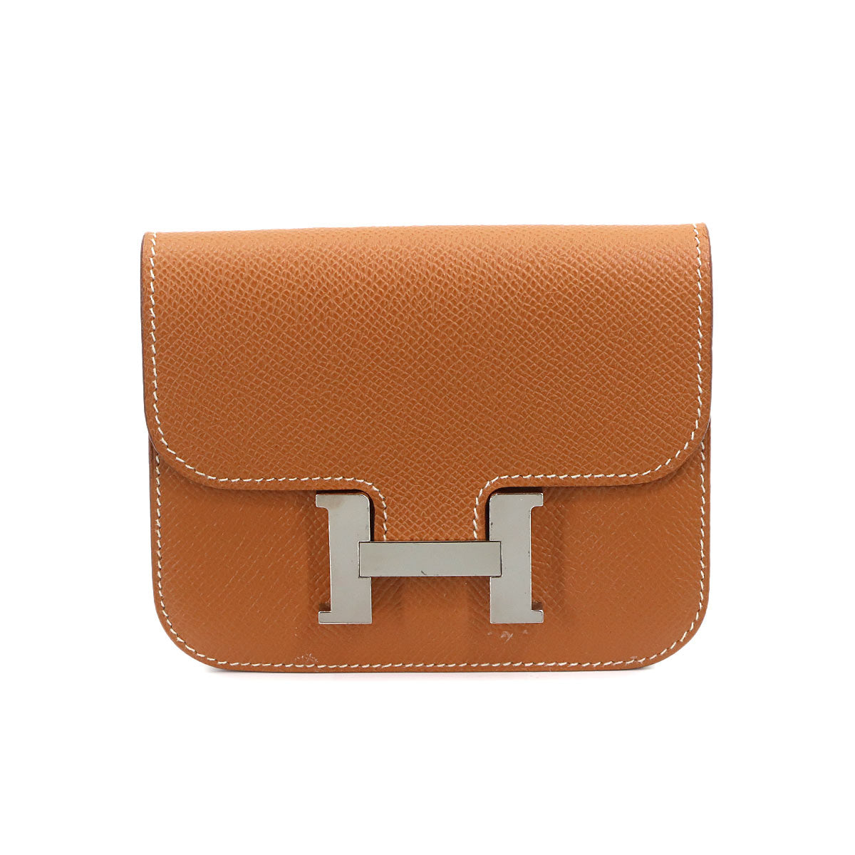 Constance Slim Wallet Veau Epsom Gold Brown Coin Case Purse
