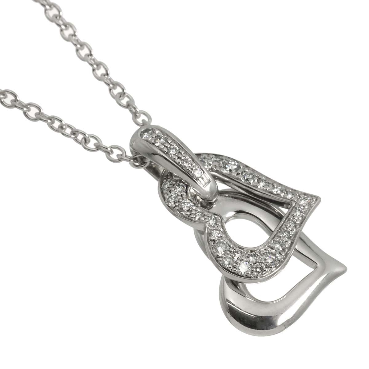 Lime Light Double Heart Diamond Necklace 18K WG 750