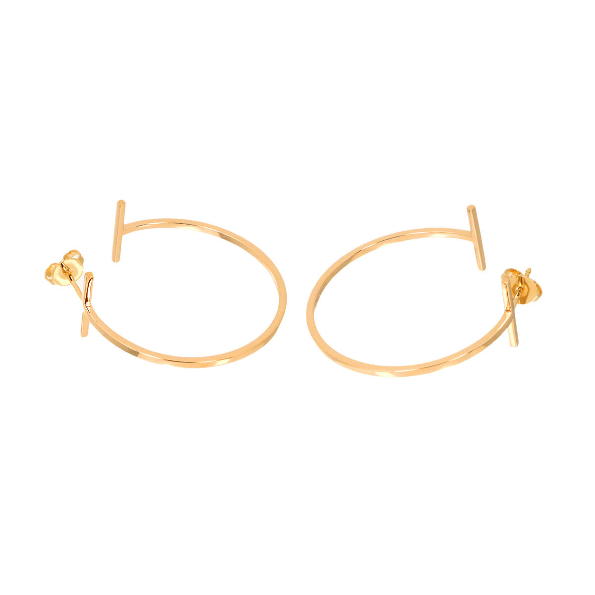 T wire Earrings Pierced 18K Pink Gold 750