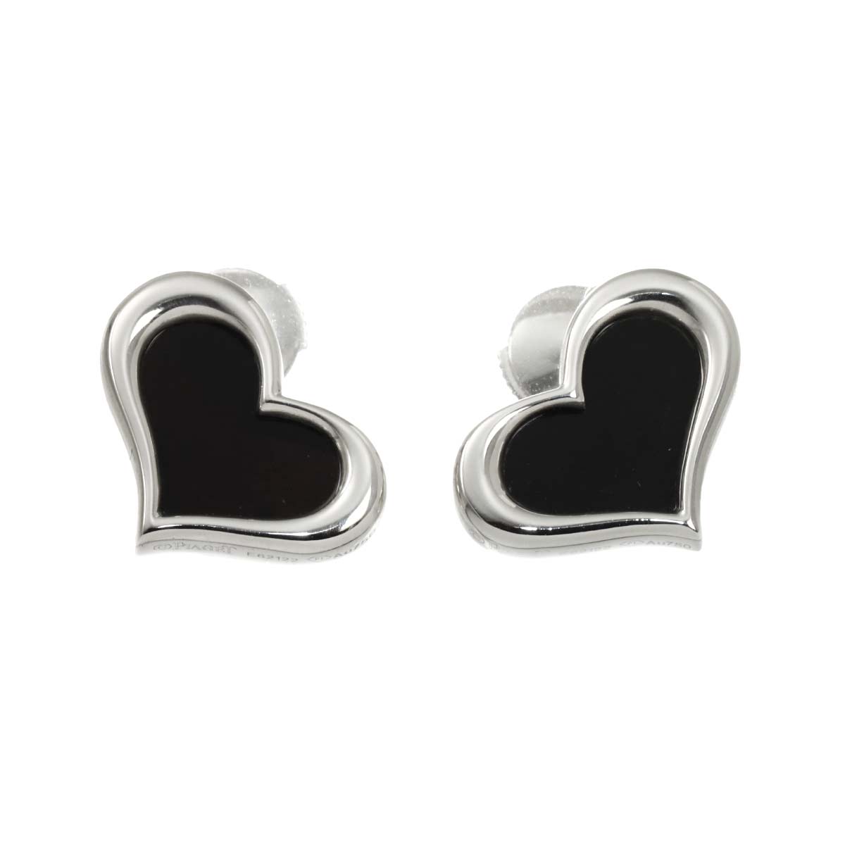 Onyx Earrings Pierced 18K WG 750