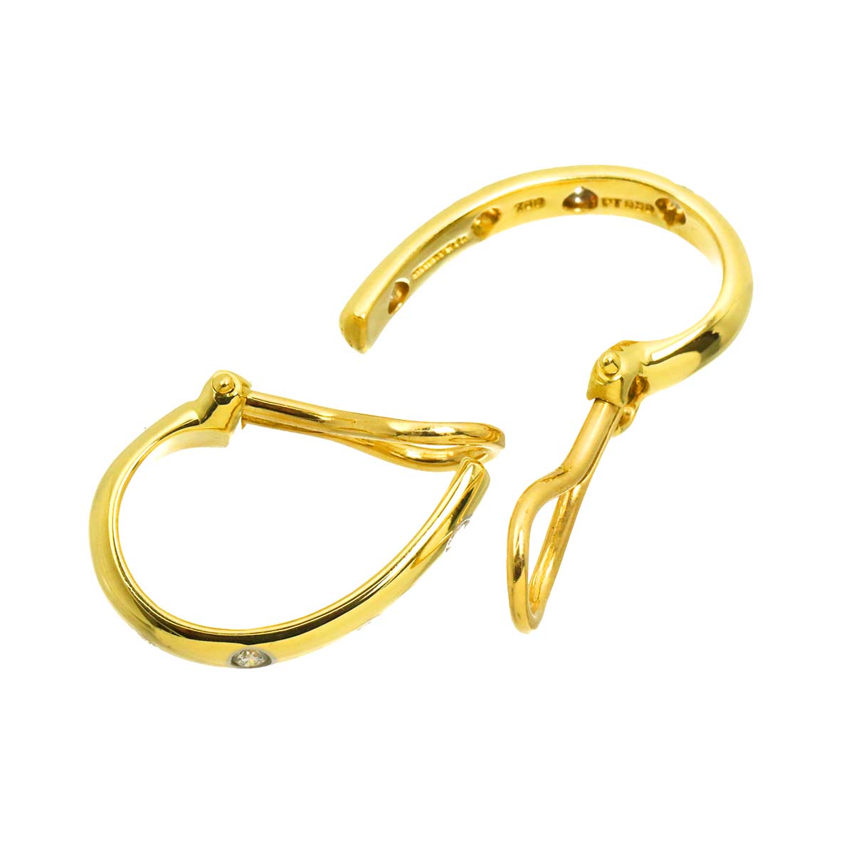 Dots Diamond Earrings Clip on 18K Yellow Gold 750 Pt