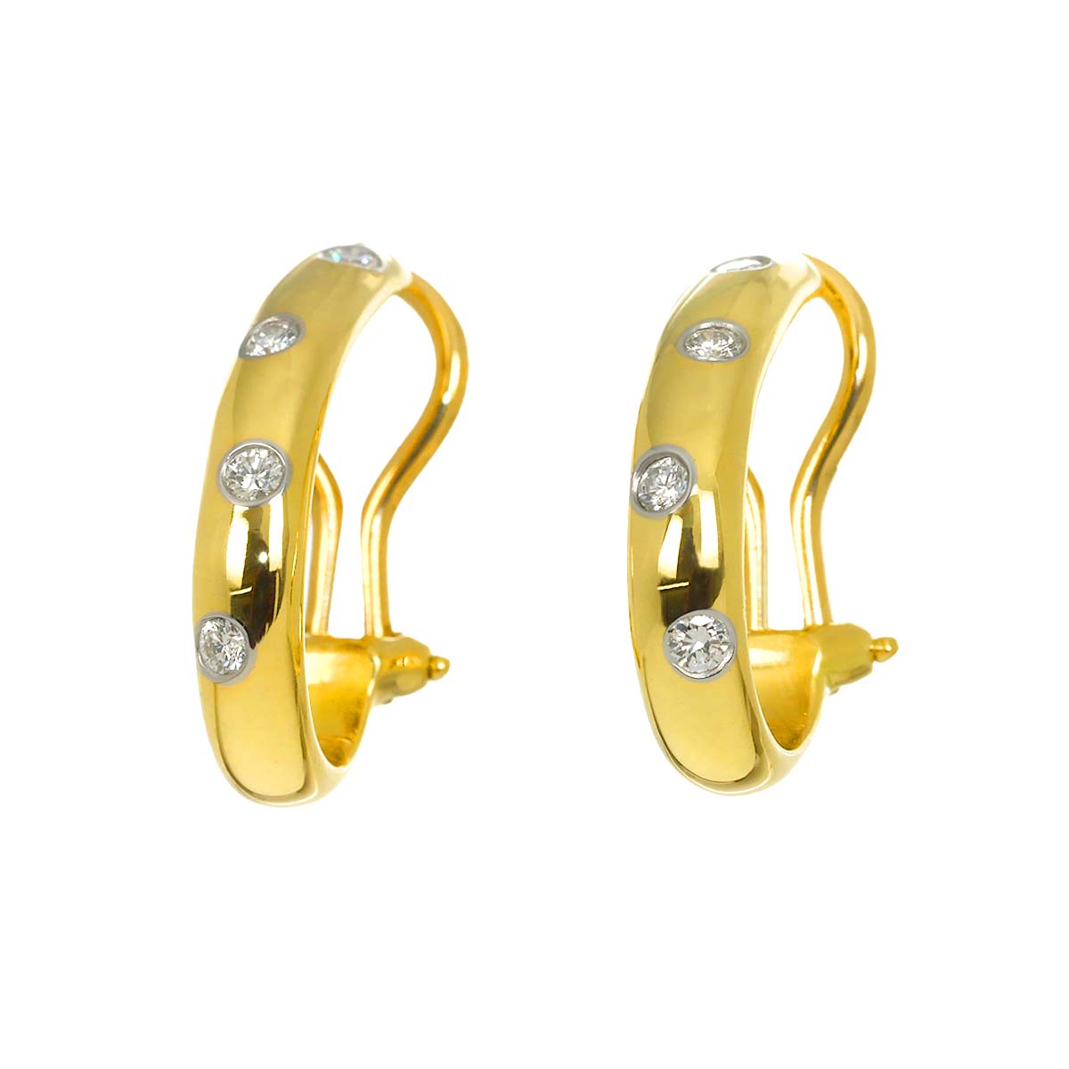 Dots Diamond Earrings Clip on 18K Yellow Gold 750 Pt