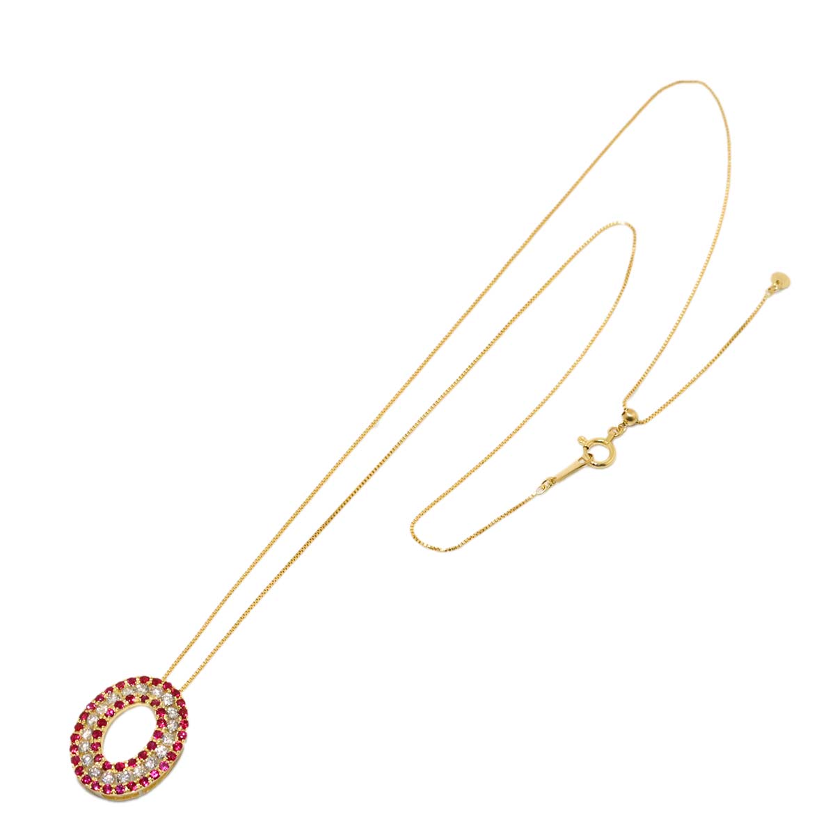 Ruby 0.50ct Diamond 0.49ct Necklace 18K 18K Yellow Gold 750