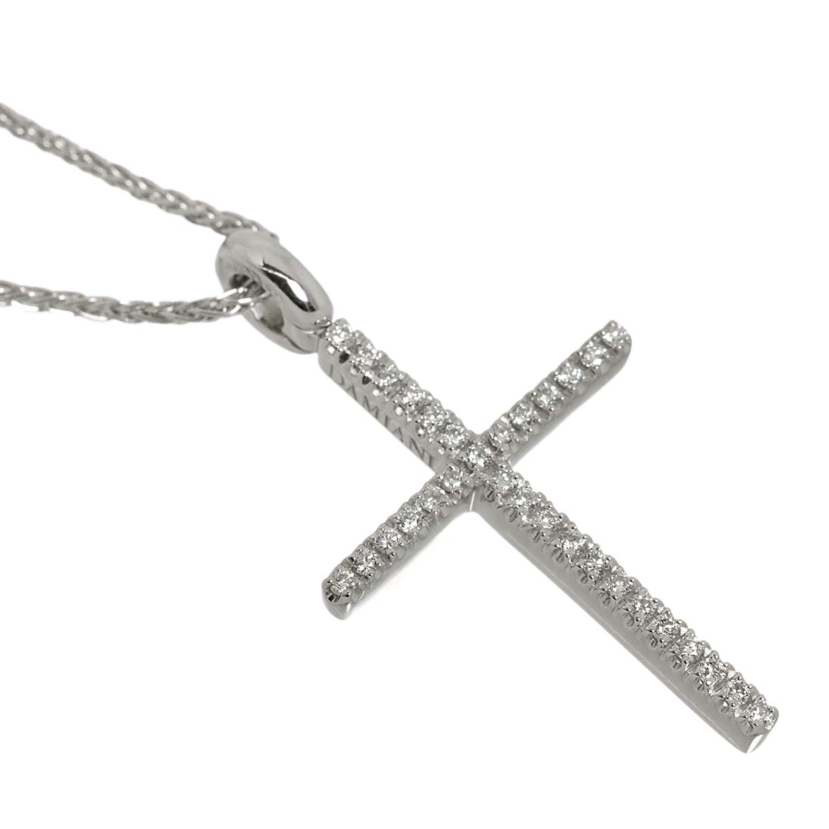 Mystery Cross Diamond Necklace 18K White Gold 750