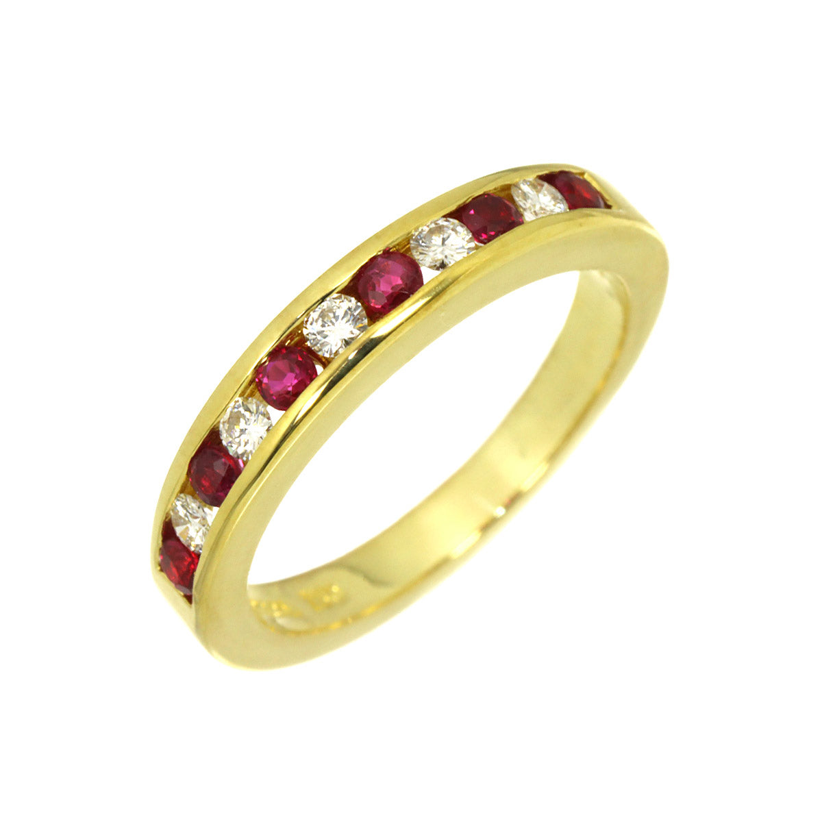 Ruby Diamond Ring 18K YG 750 size4.5(US)